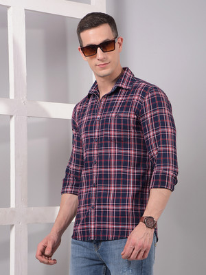 CRIMSOUNE CLUB Men Checkered Casual Red Shirt