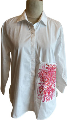 thread therapy Women Printed Formal White Shirt