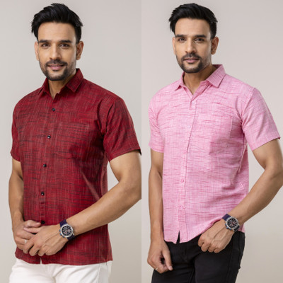 AUZAAI COLLECTION Men Self Design Casual Multicolor Shirt(Pack of 2)