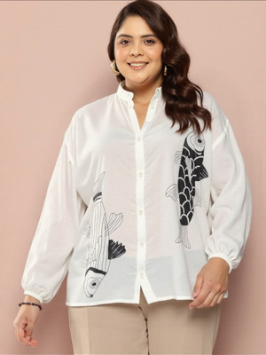 PP PRODUCTIONS Women Printed Casual White Shirt