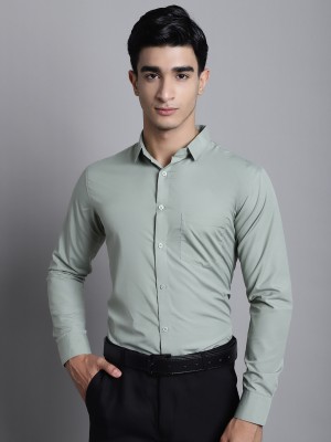 Majestic Man Men Solid Formal Light Green Shirt