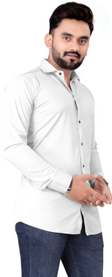 isuelfeb Men Solid Casual White Shirt