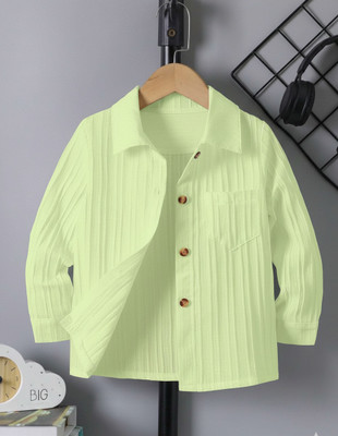 ISHREE Boys Self Design Casual Black Shirt