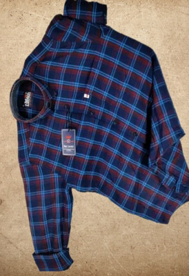 VK WINTER WEAR Men Checkered Casual Dark Blue, Light Blue, Red Shirt
