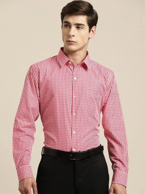 Hancock Men Checkered Formal Red Shirt