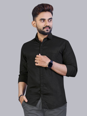 ALVIN ENTERPRISE Men Self Design Casual Black Shirt