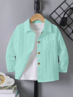 Solersun Boys Self Design Casual Light Green Shirt
