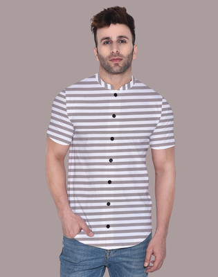 Blisstone Men Self Design Casual Grey Shirt