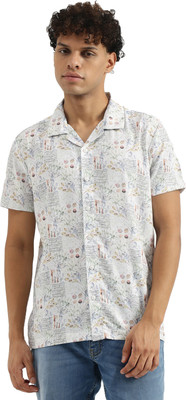 United Colors of Benetton Men Floral Print Casual White Shirt