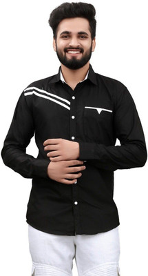 GAZZY CREATION Men Striped Casual Black Shirt