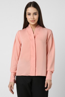 VAN HEUSEN Women Solid Casual Pink Shirt