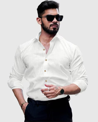 LOYEXENTERPRIZE Men Solid Formal White Shirt