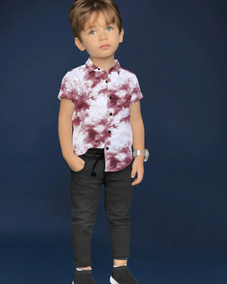 VISCERA Boys Dyed/Ombre Casual Pink Shirt