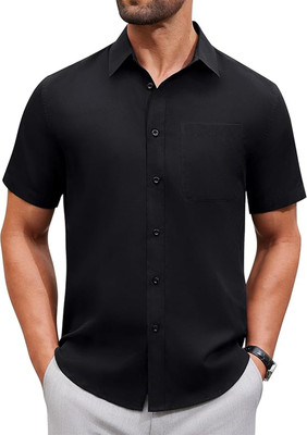 Vida Loca Men Solid Casual Black Shirt