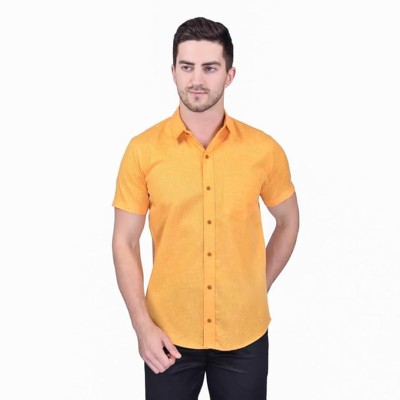 SANJAY KUMAR Men Solid Casual Yellow Shirt