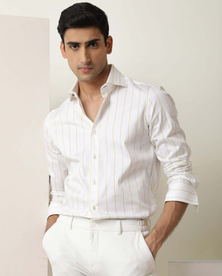 RARE RABBIT Men Striped Casual White Shirt