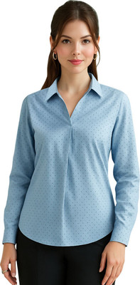 Martini Women Polka Print Formal Blue, Black Shirt