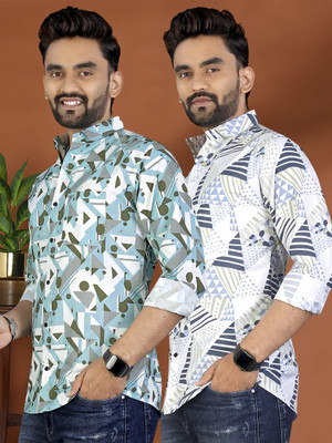 ADWYN PETER Men Printed Casual Multicolor Shirt(Pack of 2)