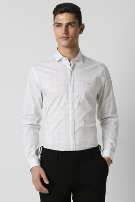 PETER ENGLAND Men Checkered Formal White, Light Blue Shirt