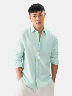 The Souled Store Men Solid Casual Blue Shirt