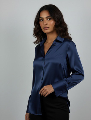 NG Fashion Women Solid Casual Dark Blue Shirt