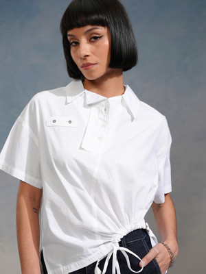 Tokyo Talkies Women Solid Casual White Shirt