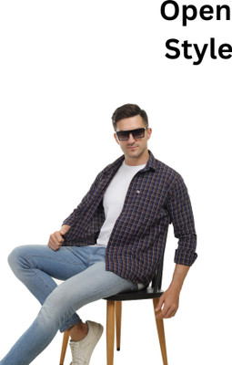 Arthz Fab Trend Men Striped Casual Dark Blue Shirt