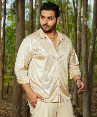 Instafab Plus Men Printed Casual Beige Shirt