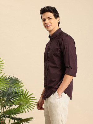Mast & Harbour Men Solid Casual Brown Shirt