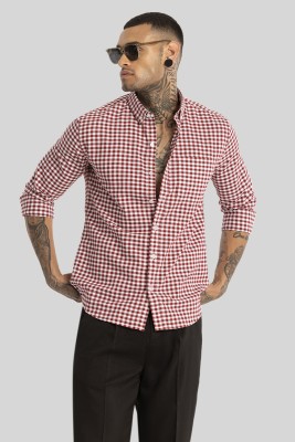 Snitch Men Checkered Casual Red Shirt