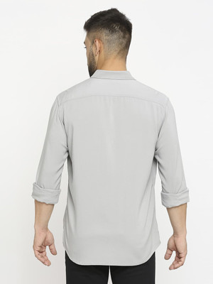 BASICS Men Solid Casual Grey Shirt