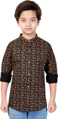 MADE IN THE SHADE Boys Floral Print Casual Black, Beige Shirt