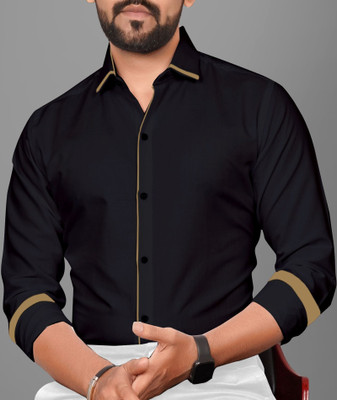 GLOBAL NOMAD Men Solid Casual Black Shirt