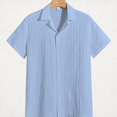 Dharamraj Fashion Men Striped Casual Light Blue Shirt