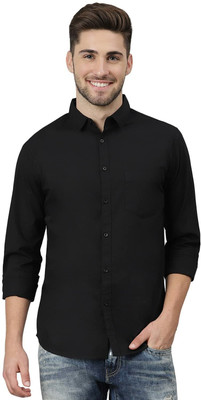 ISUEL FAB Men Solid Casual Black Shirt