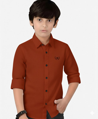 Lolark Boys Solid Casual Orange Shirt
