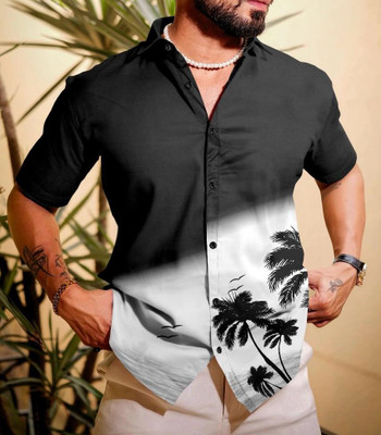 SANBROS Men Printed Casual Black Shirt