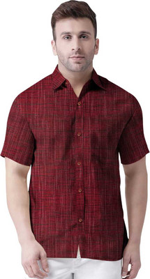 Jk Khan Men Self Design Casual Red Shirt