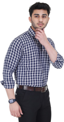 Arthz Fashion Trend Men Checkered Casual Blue, White Shirt