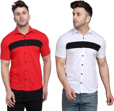 GEUM Men Solid Casual Multicolor Shirt(Pack of 2)
