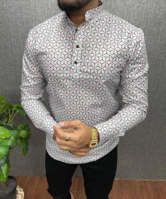 GANGAUR CREATION Men Printed Casual Grey Shirt