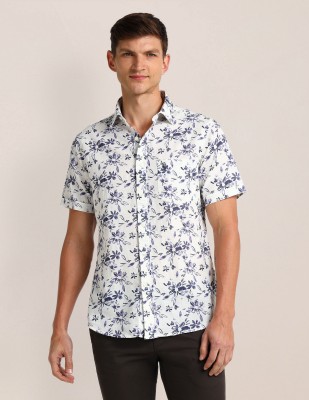 U.S. POLO ASSN. Men Floral Print Casual White Shirt