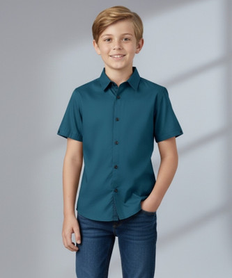 Zarila Boys Solid Casual Dark Blue Shirt