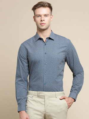INVICTUS Men Printed Formal Dark Blue Shirt