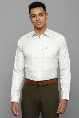 Allen Solly Men Checkered Formal Cream Shirt
