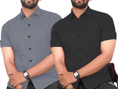 DHYAN ENTERPRISE Men Solid Casual Multicolor Shirt(Pack of 2)