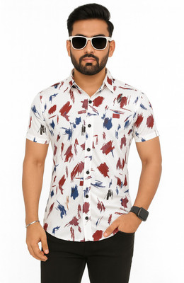 AVOLT Men Printed Casual White Shirt
