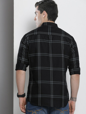 The Indian Garage Co. Men Checkered Casual Black Shirt