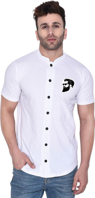 GEUM Men Solid Casual White Shirt