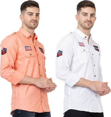 Modernity Men Self Design Casual Multicolor Shirt(Pack of 2)